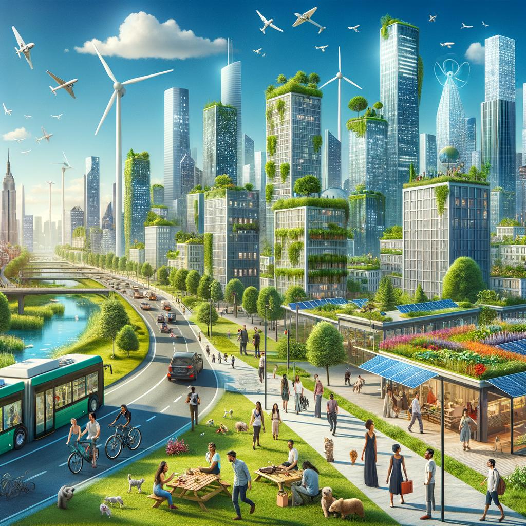Conceptual illustration highlighting sustainable urban development and the future of cities