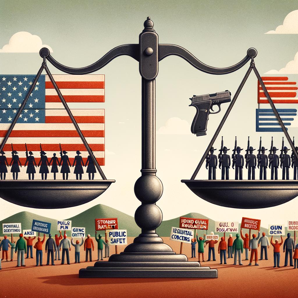 Graphic illustration of the debate over gun control policies in the United States